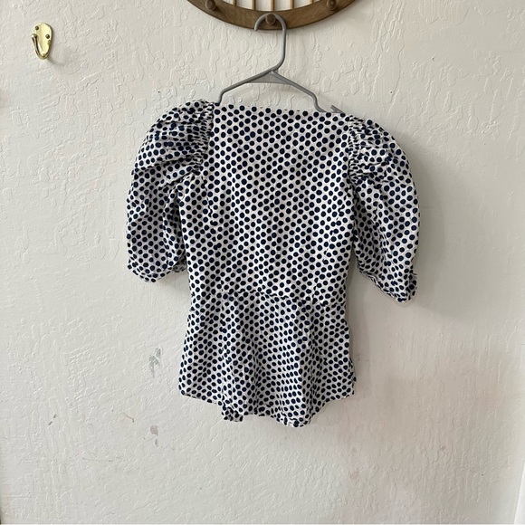 Sea New York 100% Cotton Button Tie Front Puff Sleeve Blouse Size 6 - Picture 4 of 10